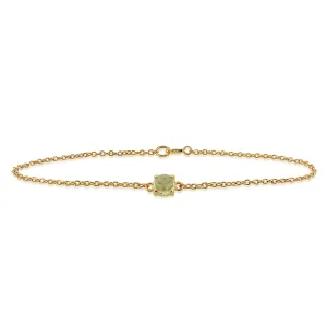 Bracelet Classique Or Jaune 375 Péridot Rond Facette