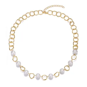 Brigitte Golden Pearl Midi Round Necklace