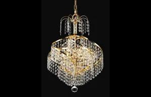 C121-8052D14G/RC - Regency Lighting: Spiral 3 light Gold Pendant Clear Royal Cut Crystal