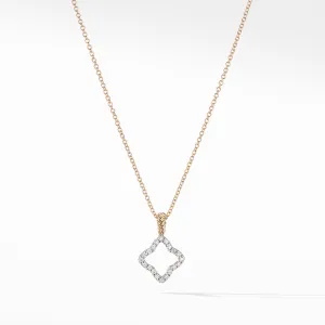 Cable Collectibles Quatrefoil Pendant with Diamonds in Gold on Chain