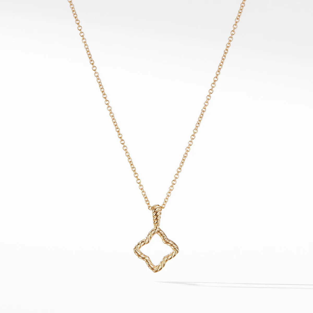 Cable Collectibles Quatrefoil Pendant with Diamonds in Gold on Chain