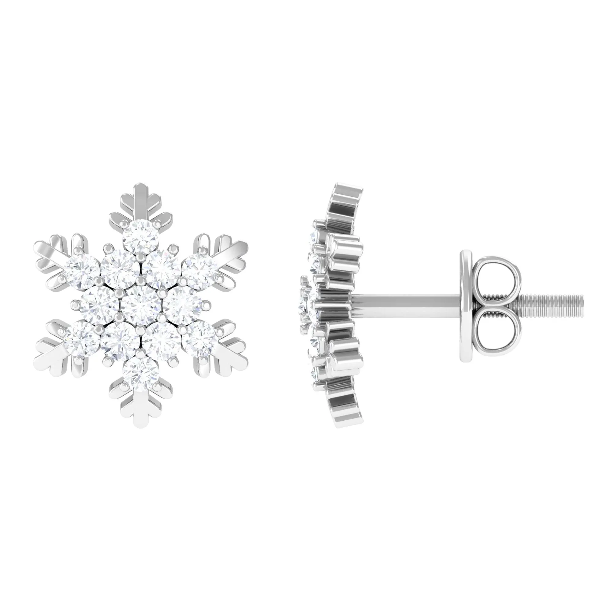 Certified Moissanite Snowflake Stud Earrings