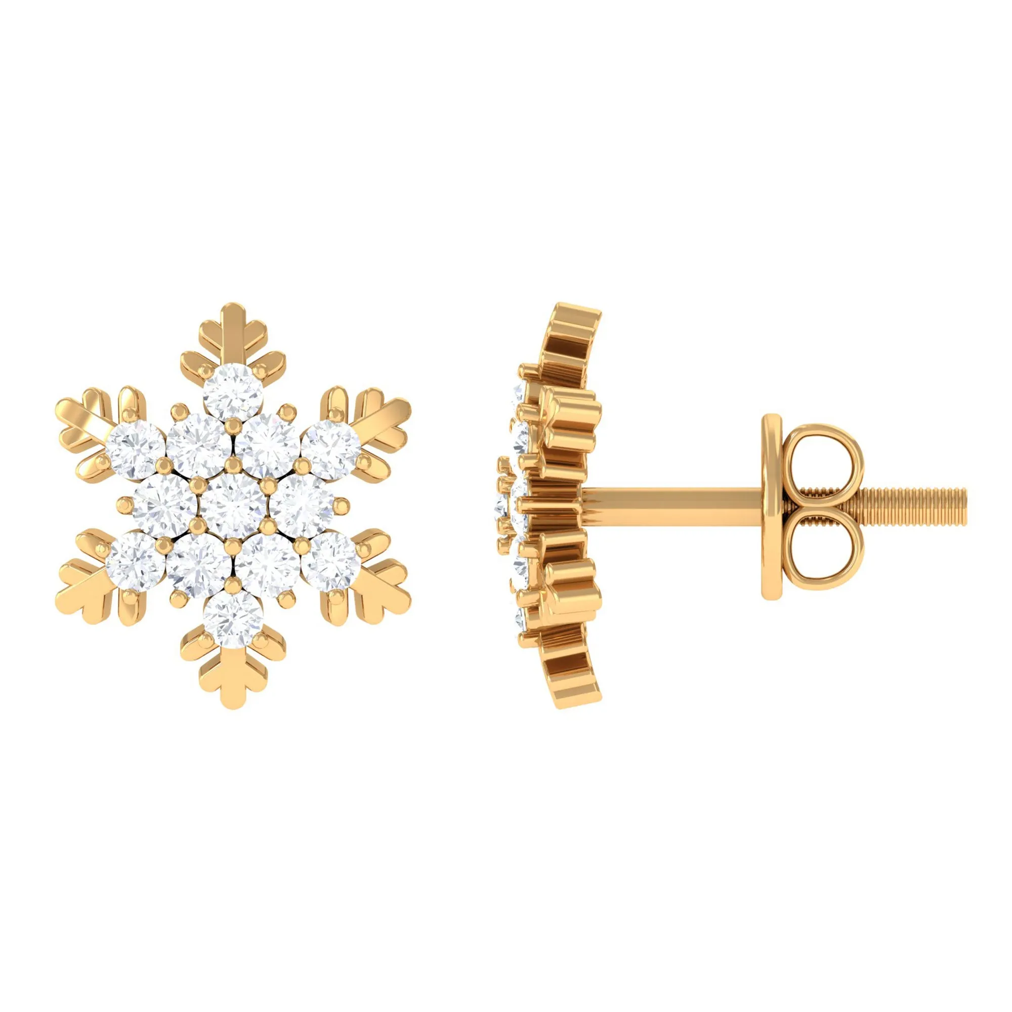 Certified Moissanite Snowflake Stud Earrings