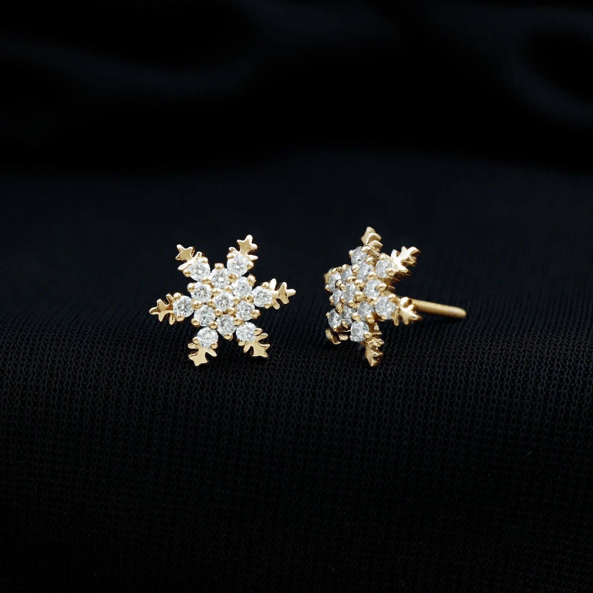 Certified Moissanite Snowflake Stud Earrings