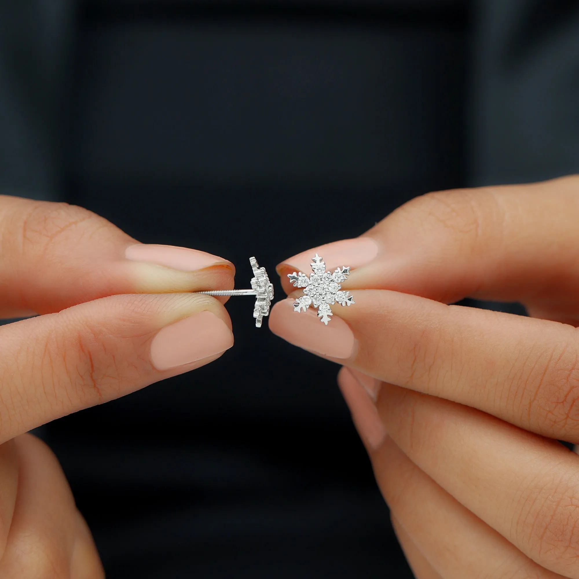 Certified Moissanite Snowflake Stud Earrings