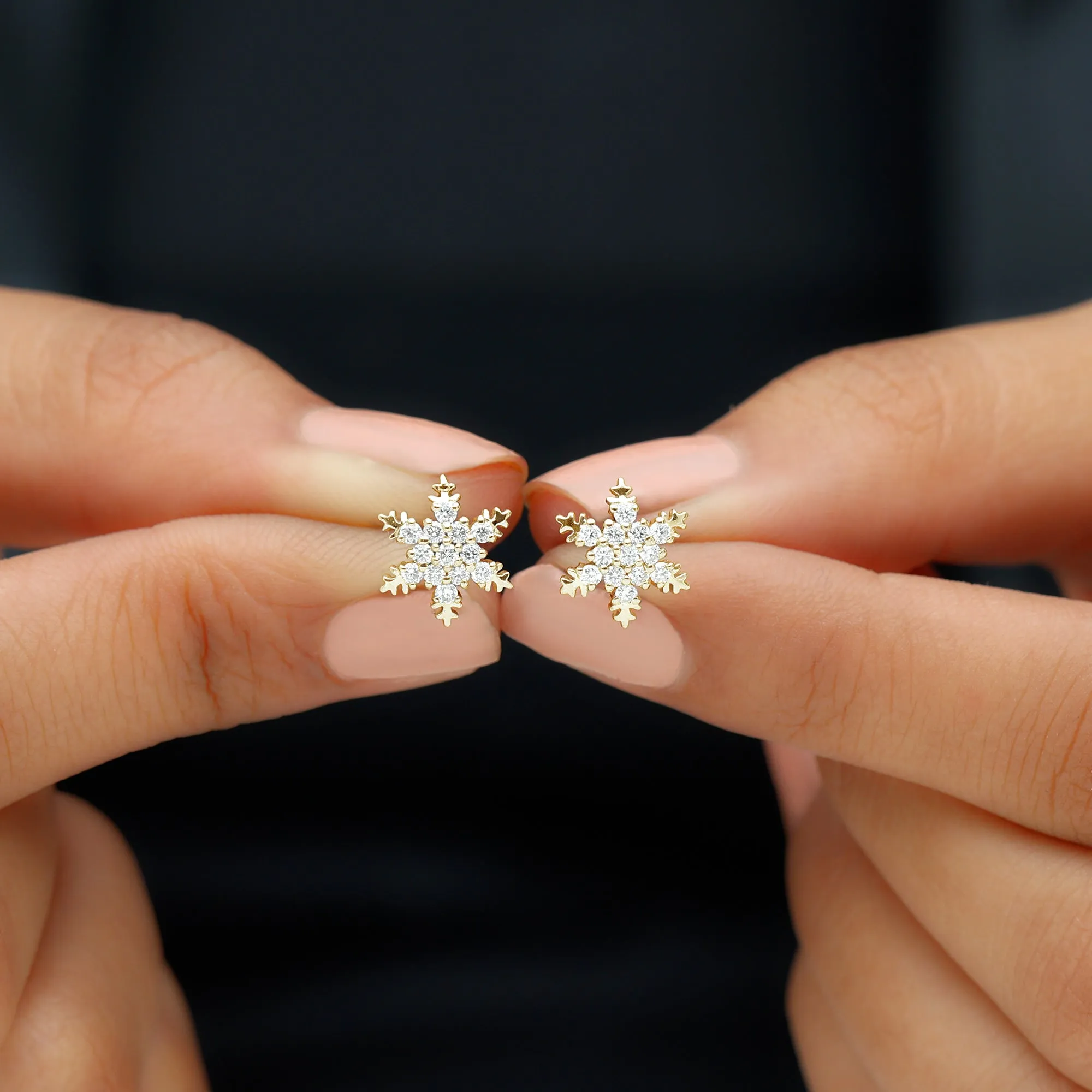 Certified Moissanite Snowflake Stud Earrings