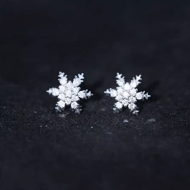 Certified Moissanite Snowflake Stud Earrings