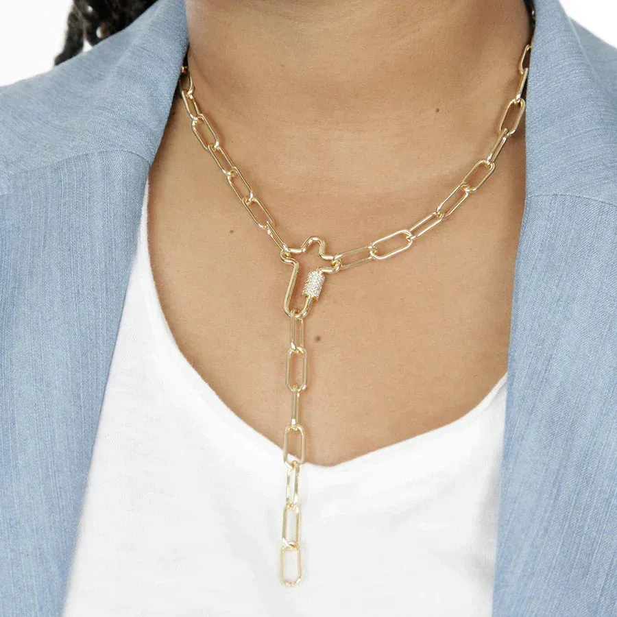 Chain Necklace, Pendant Carabiner Screw Lock Clasps Necklace