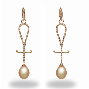 Chandelier 10-11mm Golden South Sea Pearl and Diamond Earrings