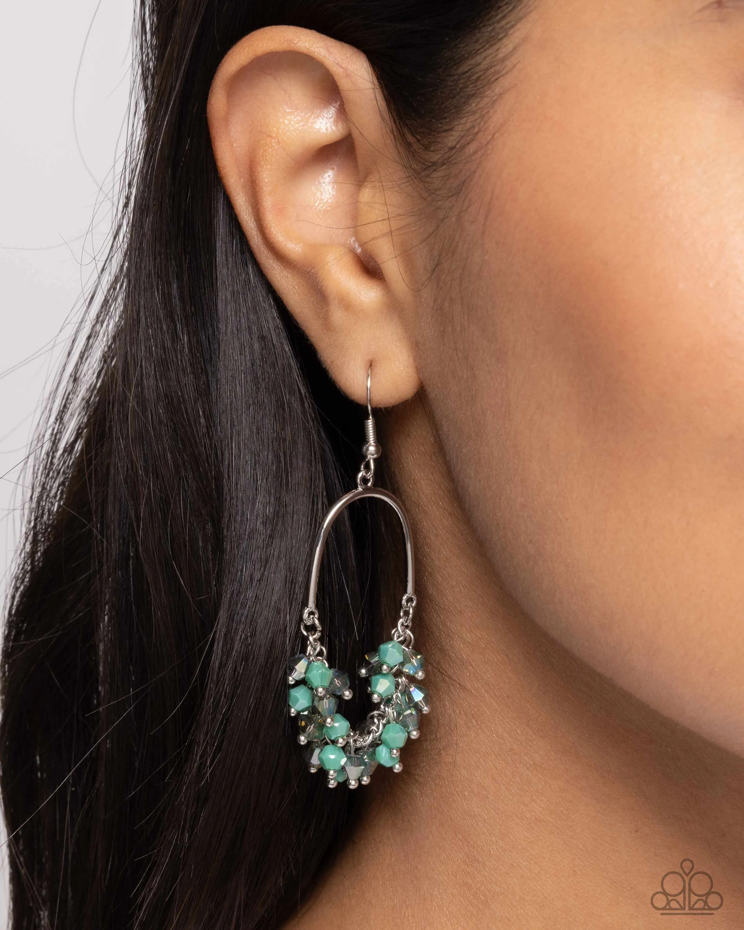 Chandelier Check - Green Earrings - Paparazzi Accessories