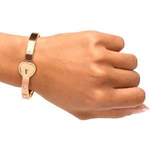 Cuffed Locking Bracelet & Key Necklace in Rose Gold