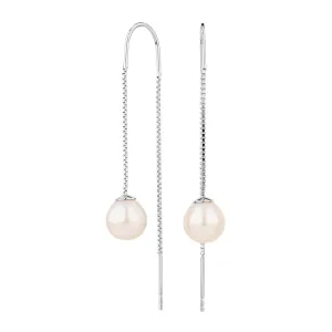 Cultured freshwater pearl drop earrings in sterling silver