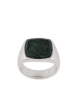 Cushion Green Marble Ring