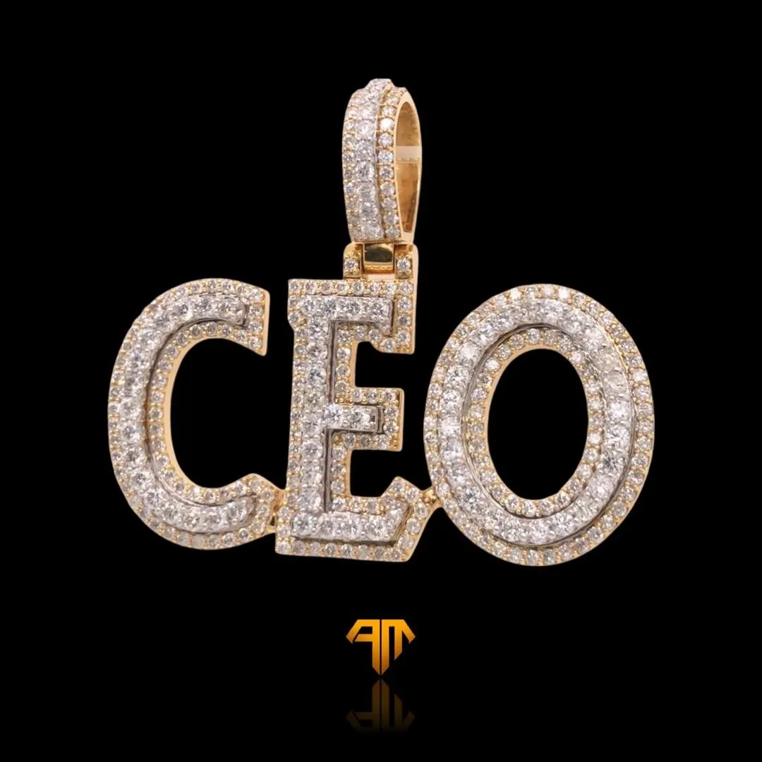 Custom Yellow Gold "CEO" Three Letter Pendant