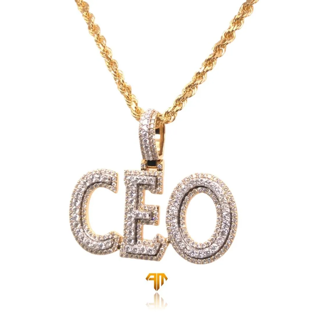 Custom Yellow Gold "CEO" Three Letter Pendant