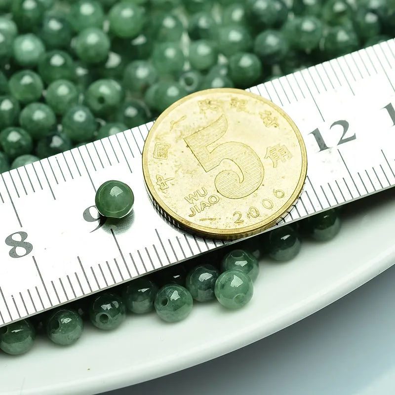 Diameter 4.5mm-5mm Natural Jade Beads Jadeite Grey Green Bead WBD24