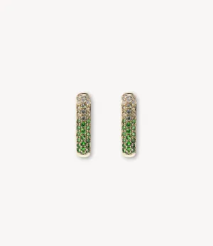 Diamond & Green Sapphire Oval Hoop Earrings