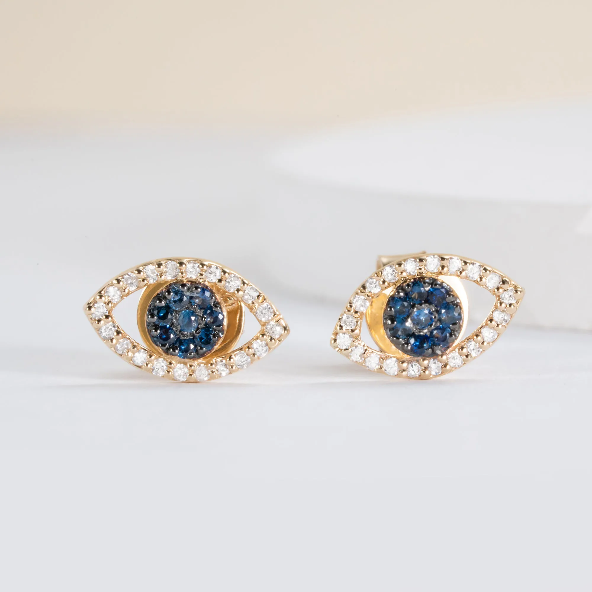 Diamond & Sapphire Eye Stud Earrings, Paisley