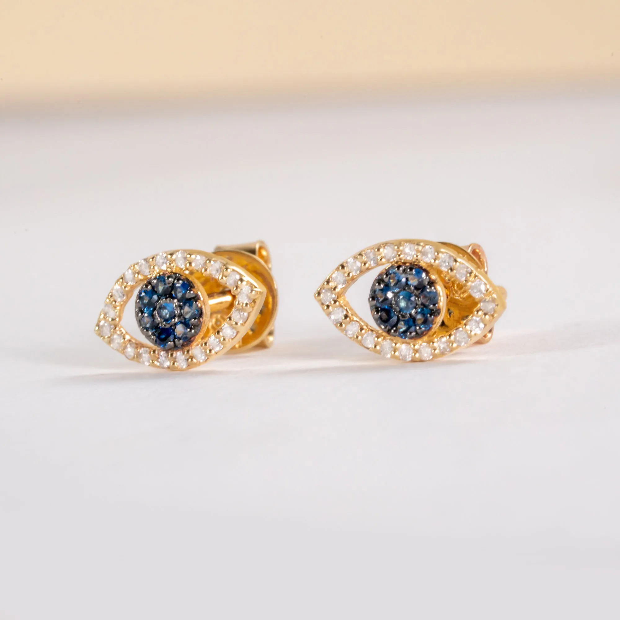 Diamond & Sapphire Eye Stud Earrings, Paisley