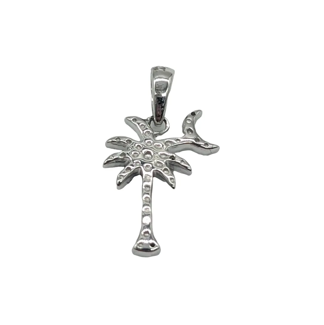 Diamond Palm Tree Pendant with Moon