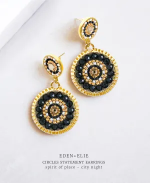 Double Circle Statement Drop Earrings - Spirit of Place City Night