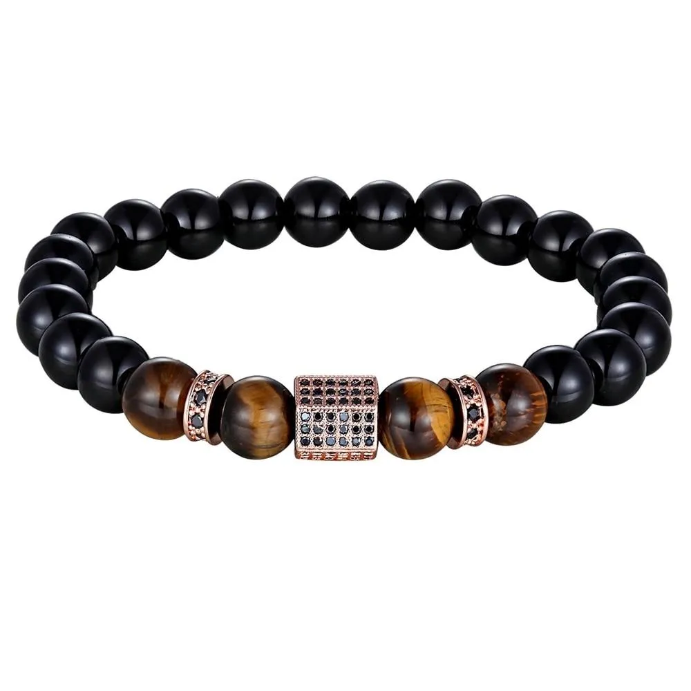 Douwe Fiore Zircon & Onyx Beaded Bracelet