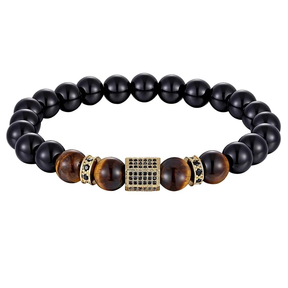 Douwe Fiore Zircon & Onyx Beaded Bracelet