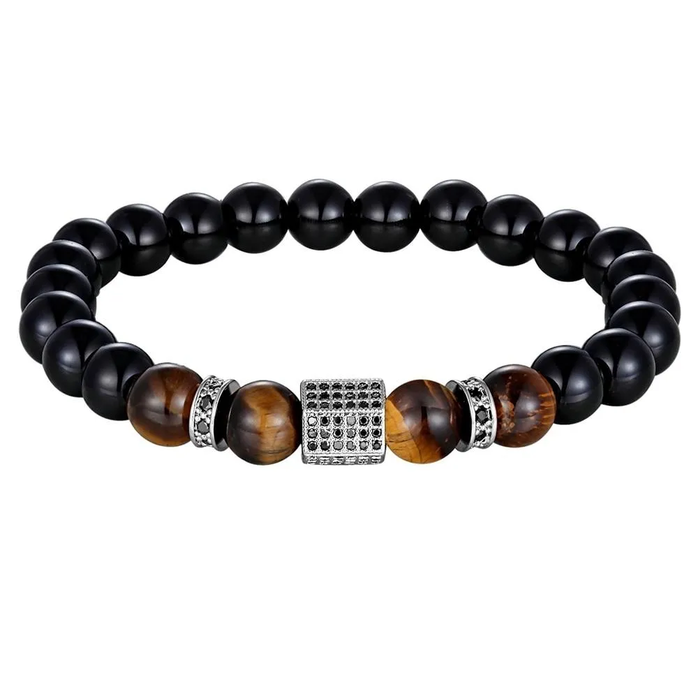 Douwe Fiore Zircon & Onyx Beaded Bracelet