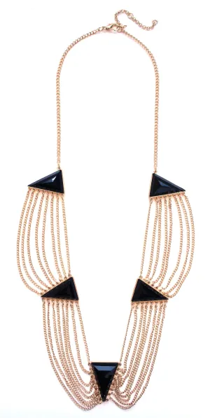 Draped Layered Gemstone Chain Statement Necklace