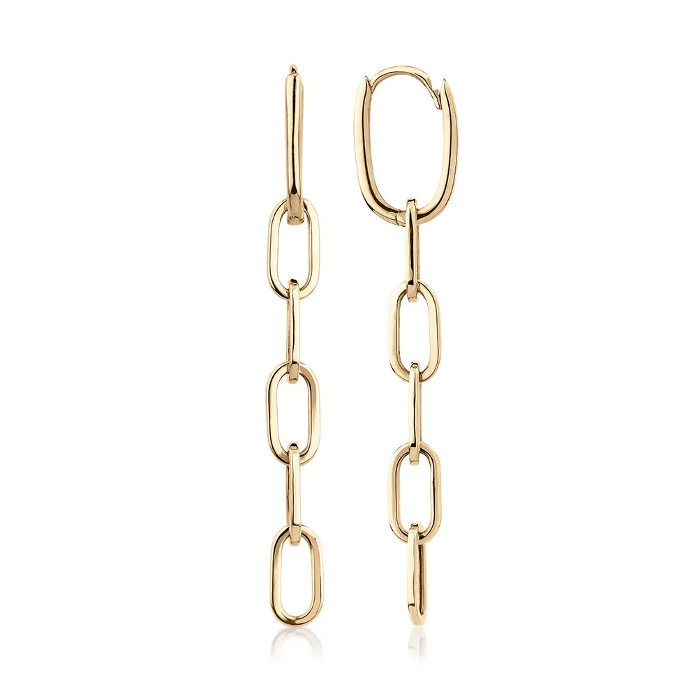 Drop earrings in 10 carat yellow gold