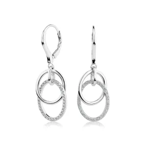 Drop earrings with diamond simulants in sterling silver