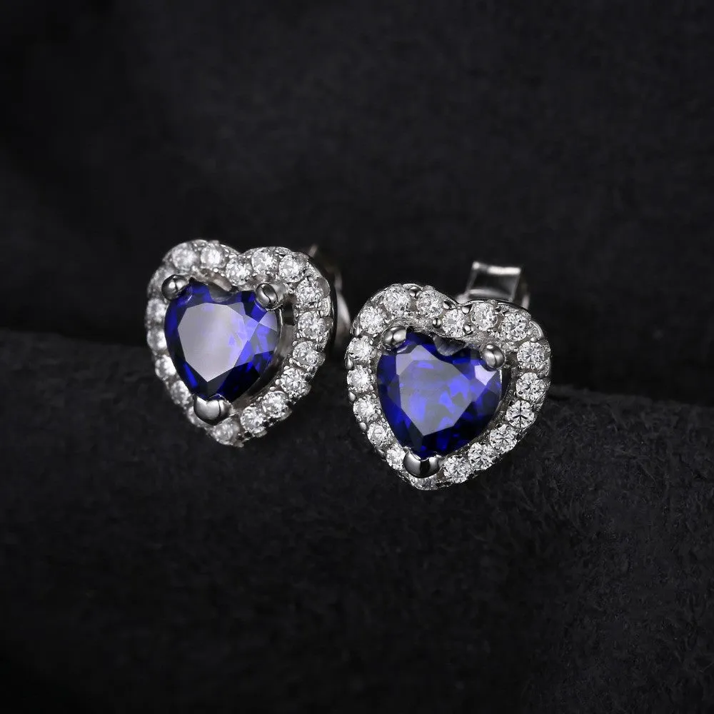 Earrings Heart Of The Ocean 1.2ct Created Blue Sapphire 925 Sterling Silver