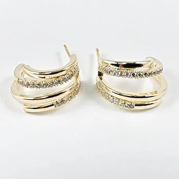 Elegant Open Works Design Stud Brass Earrings