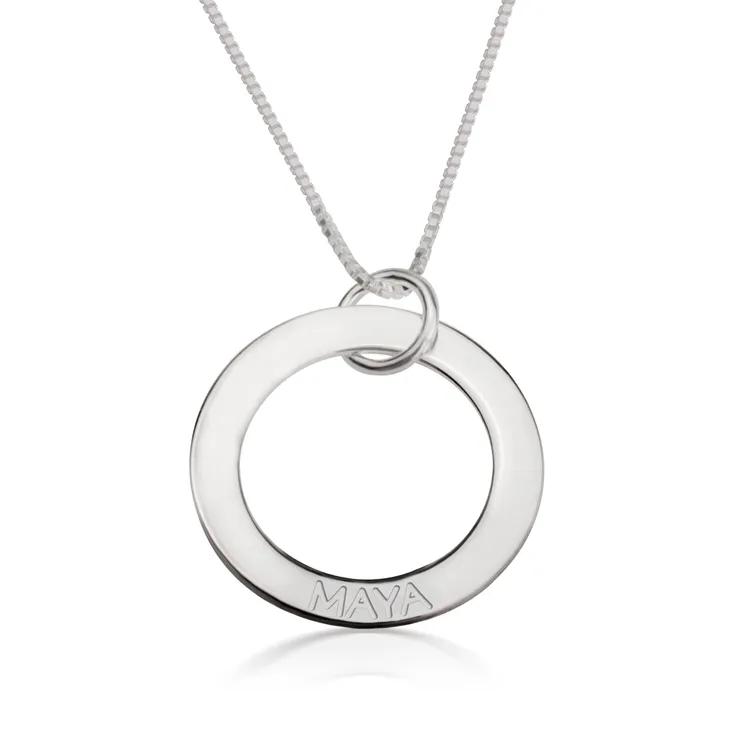 Engraved Mother Necklace - 14k White Gold