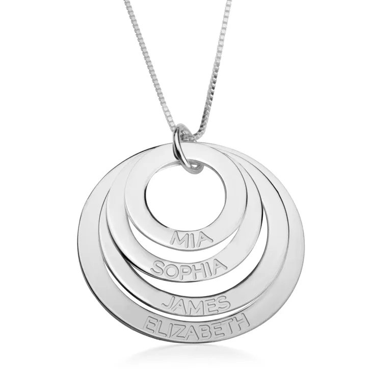 Engraved Mother Necklace - 14k White Gold