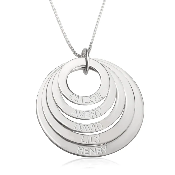 Engraved Mother Necklace - 14k White Gold