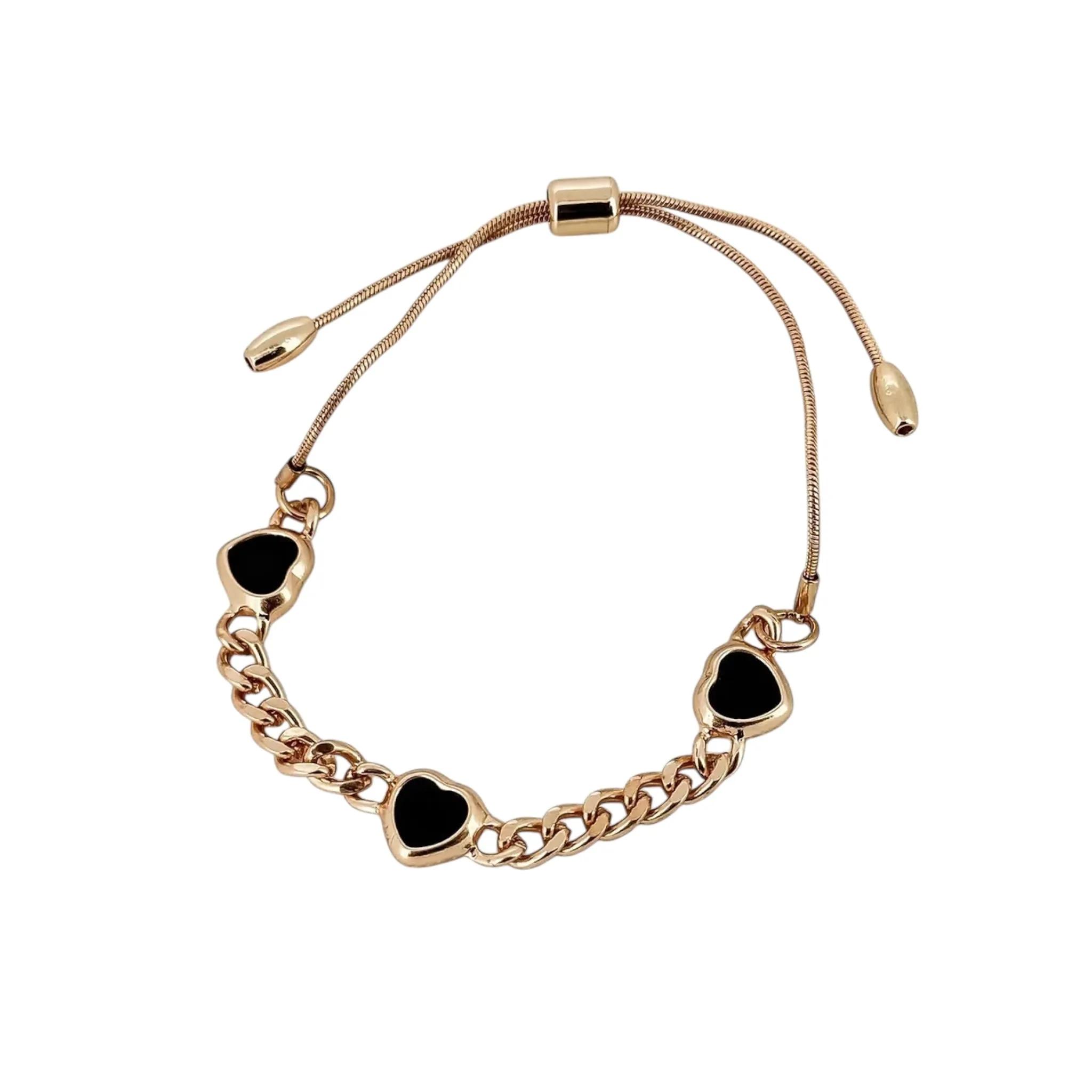 Envy Gold Bracelet with Black Hearts