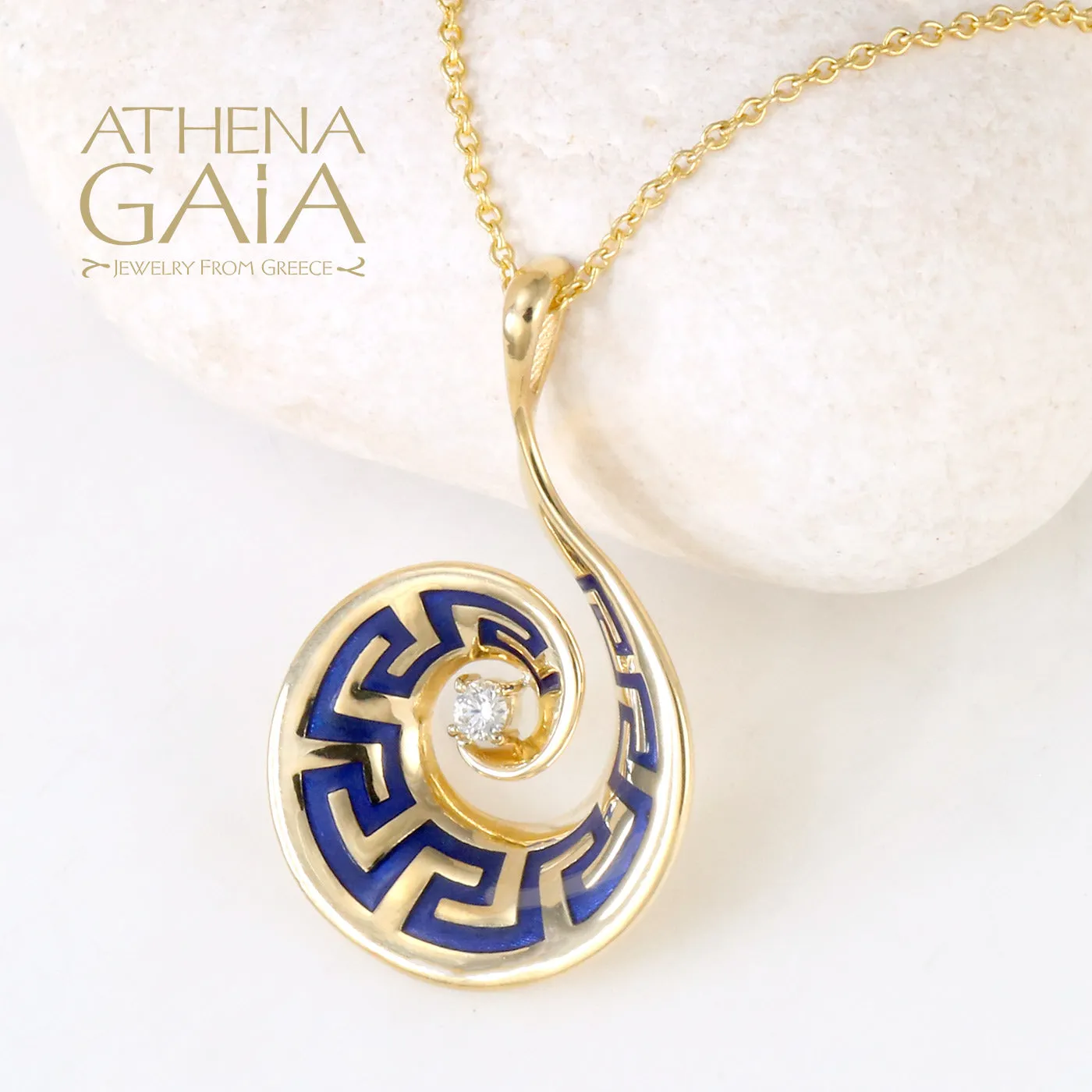 Eternal Spiral Greek Key Enamel Earrings