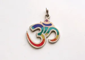 Fine Handmade White Metal Hindu Om Pendant for Meditation and Yoga