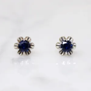 Flower Power Sapphire & White Gold Stud Earrings