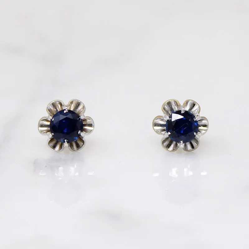 Flower Power Sapphire & White Gold Stud Earrings