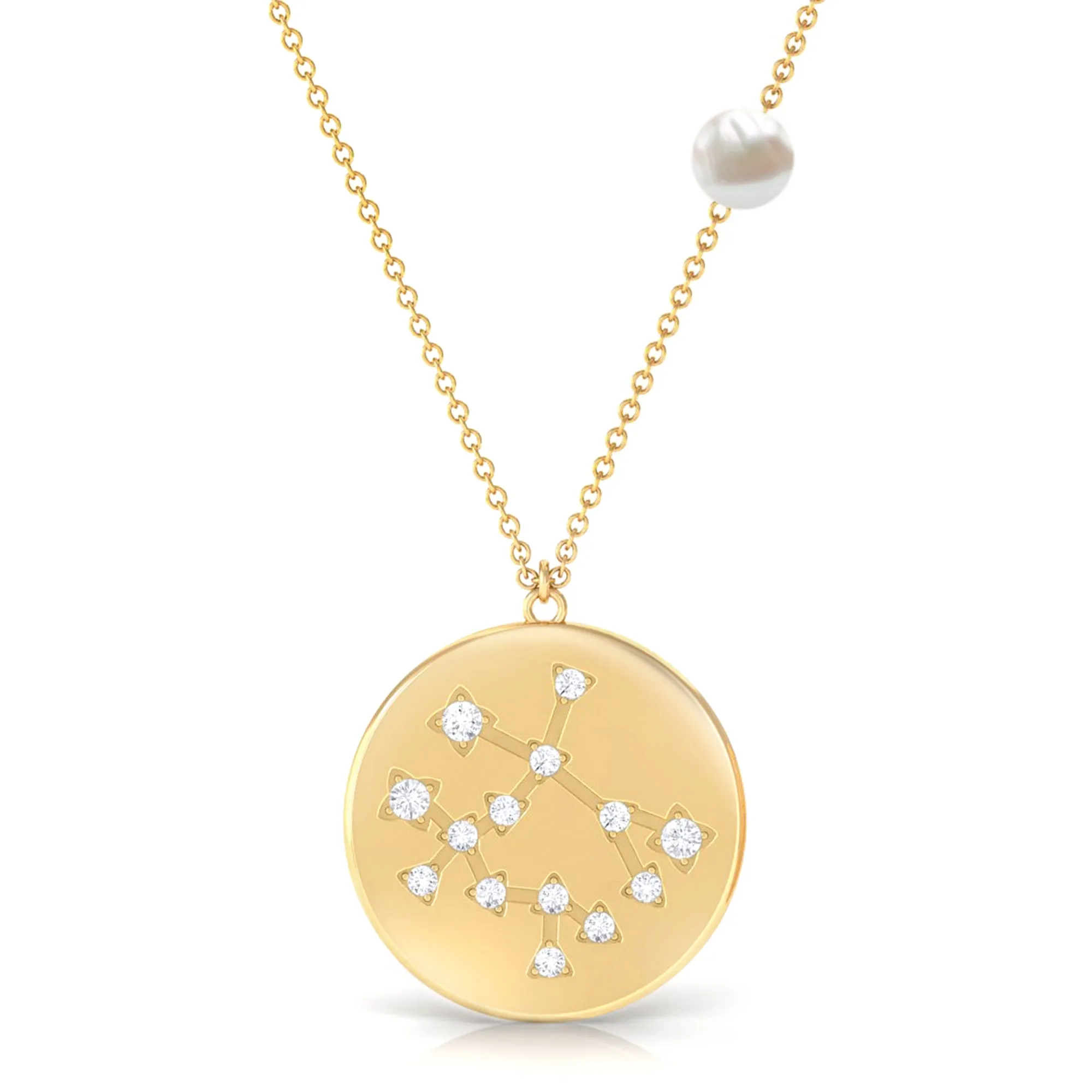 Freshwater Pearl Gemini Zodiac Pendant with Diamond