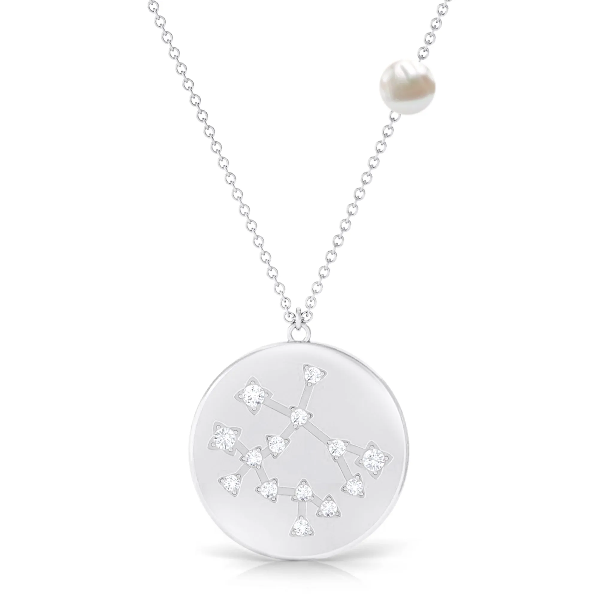 Freshwater Pearl Gemini Zodiac Pendant with Diamond