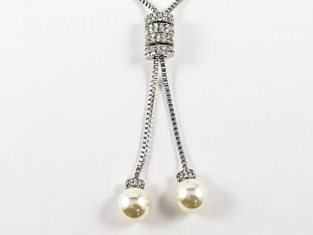 Fun Long Lariat Style Pearl Ends Fashion Necklace