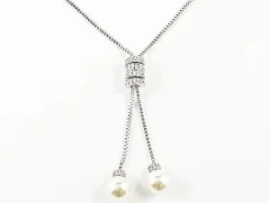 Fun Long Lariat Style Pearl Ends Fashion Necklace