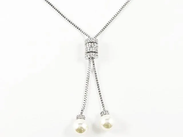 Fun Long Lariat Style Pearl Ends Fashion Necklace