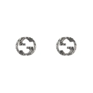 GC Interlocking G Motif Aged Sterling Silver Stud Earrings