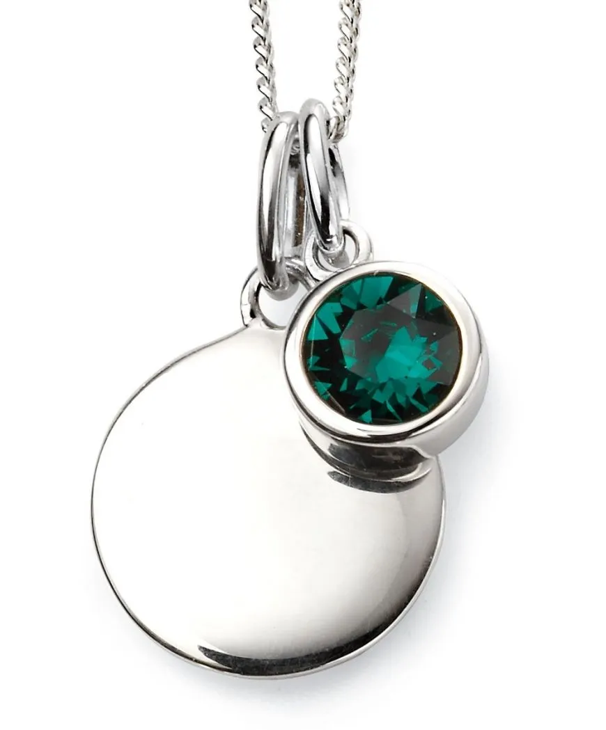 Gemstone And Engravable Disc Necklace