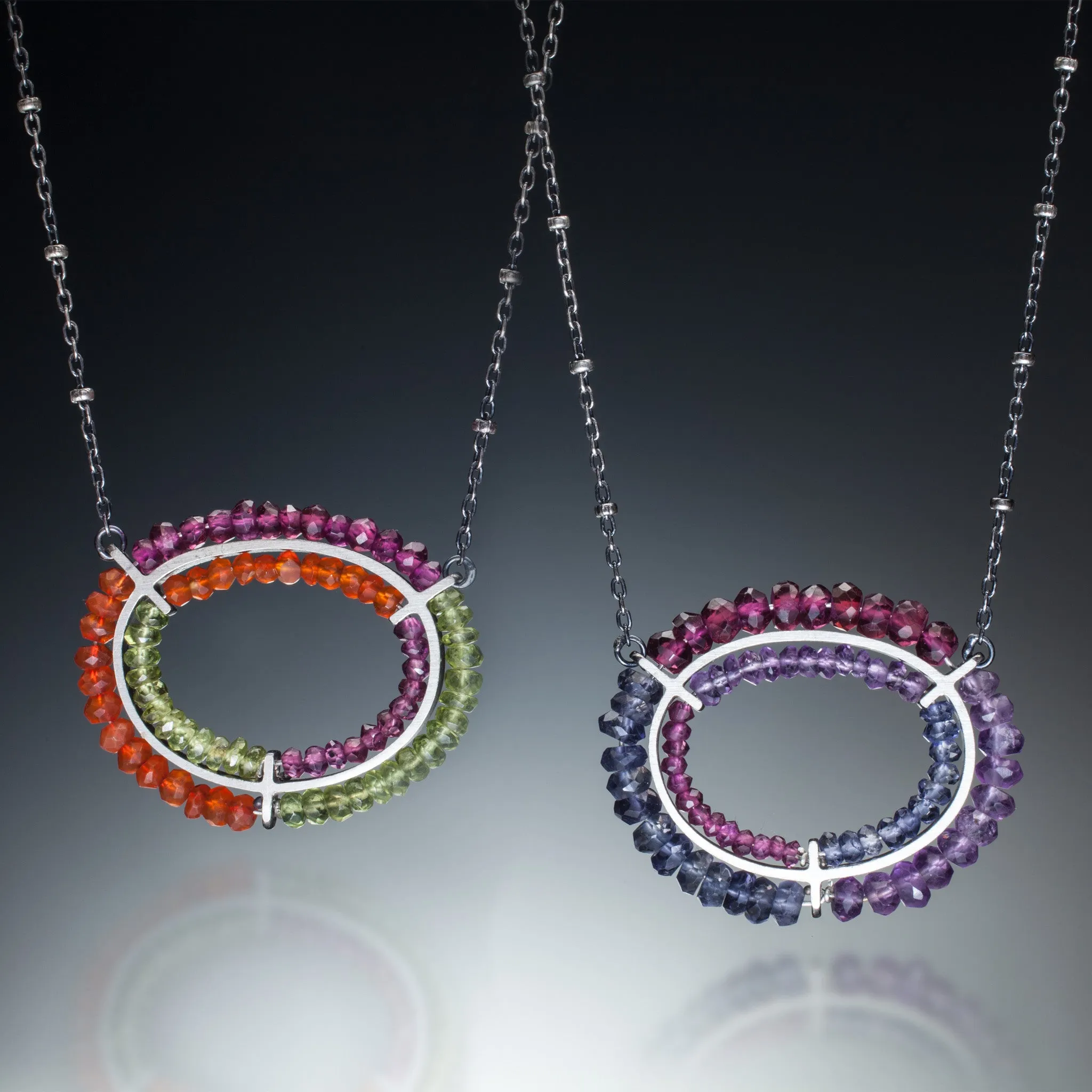 Gemstone Double Circle Necklace