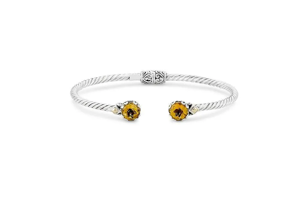 Genuine Sterling Silver and 18k Yellow Gold Samuel B. Birthstone Glow Bangle